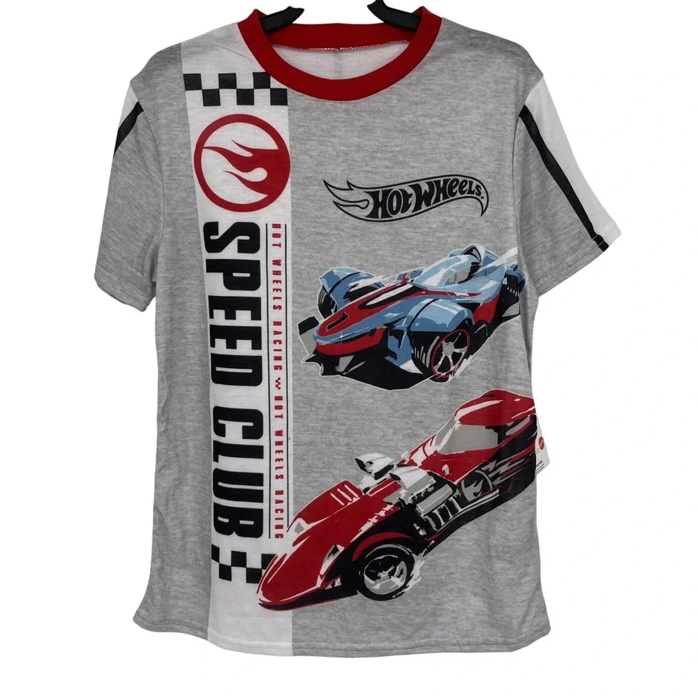 NWT Hot Wheels Boys Pajama Set Large 10-12 T-Shirt Pants Race Cars Kidcore‎ Gift